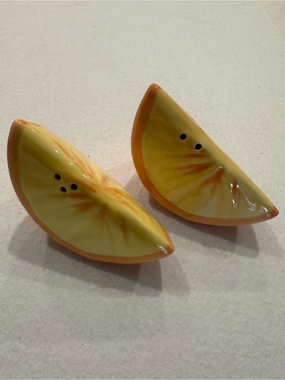 Unbranded Yellow Ceramic Citrus Salt and Pepper Shakers - Set of 2